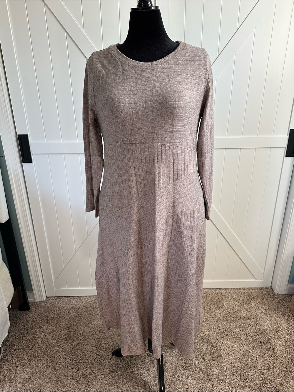 Soft Surroundings Clio Dress PXL Brown Heather Ribbed Knit Maxi NWT XL Petite